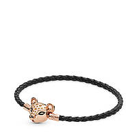 Кожаный браслет с серебряной застёжкой Львиная принцесса Pandora Rose 588053CBK-S 19 TS, код: 7360322