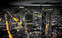 Флизелиновые черные с желтым 3 д фото обои небоскребы 416x254 см Ночной продвинутый город (326VEXXXL) Лучшее