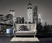 Флизелиновые фото обои ночной город в комнату 416x254 см Нью-Йорк: бруклинский мост 13032VEXXXL Лучшее