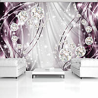 Флизелиновые абстрактные фотообои на стену 416х254см Серебряные и фиолетовые узоры с бриллиантами Лучшее