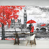 Флизелиновые фотообои Лондон в интерьере 312x219 см Красно-черный город (11471VEXXL) Клей в подарок