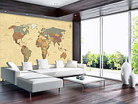 Фотообои 368х254 см Карта мира коричневая (10973P8) Клей в подарок
