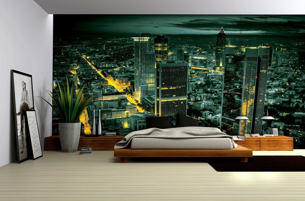 Флізелінові фото шпалери 3д для залу місто 416x254 см Сучасний Нічний Мегаполіс (328VEXXXL) Клей в подарунок