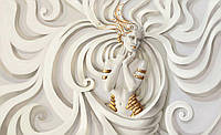 Флизелиновые фото обои 3д Барельеф 416x254 см Скульптура девушки с золотыми украшениями (3043VEXXXL) Клей в