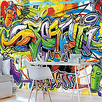 Фото обои на стену с надписью 368x254 см Красочное граффити для подростков (1400P8) Клей в подарок