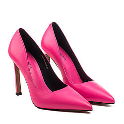 Туфлі-човники рожеві шкіряні на шпильці Geronea 35