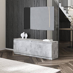 Тумба під телевізор VAYS у вітальню, сучасна з полицями, без ручок R-31 Бетон