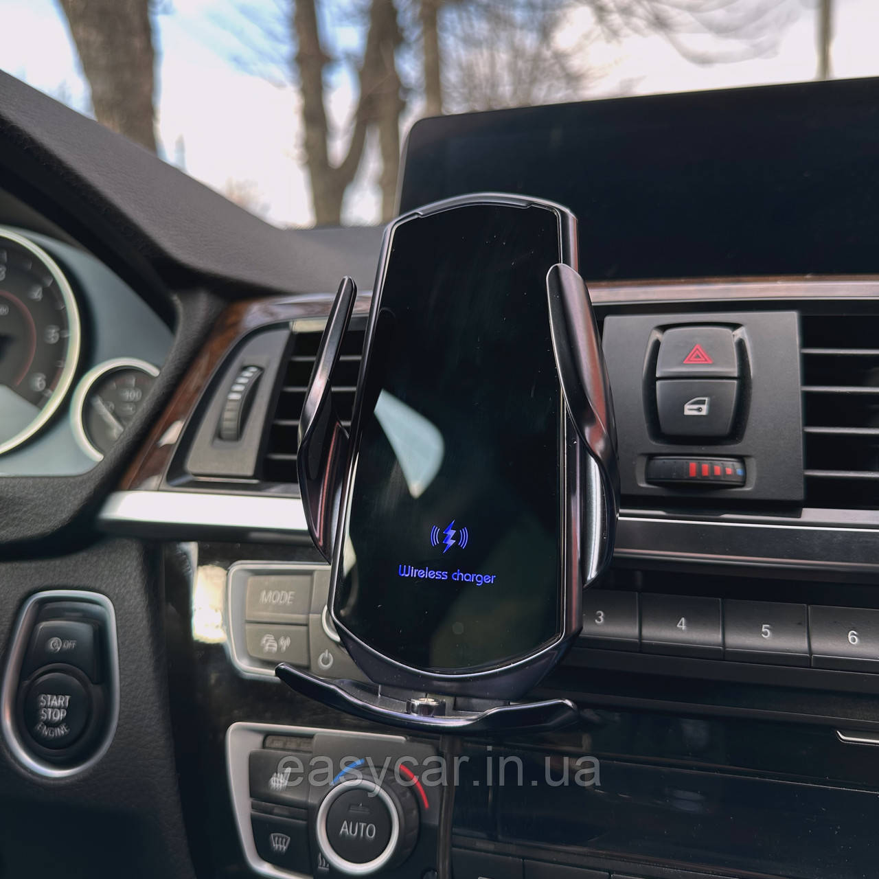 Автоматичний тримач для телефону з бездротовою зарядкою ЧОРНИЙ