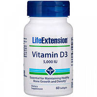 Витамин D Life Extension Vitamin D3 5,000 IU 60 Softgels CT, код: 7517953