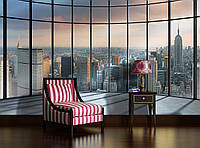Квартира 3д фотообои в зал 254 x 184 см Вид на город Нью-Йорк (1510P4) Лучшее качество