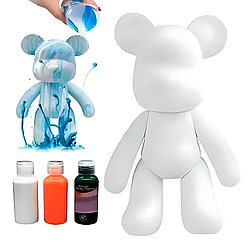 Флюїдний ведмедик 23см з фарбами, DIY Creative Fluid Bear / Арт розмальовка ведмежа / Набір для творчості