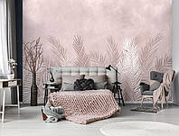 Флизелиновые современные фотообои на стену 254x184 см Пальмовые листья на розово-бежевом фоне (14017V4) Лучшее