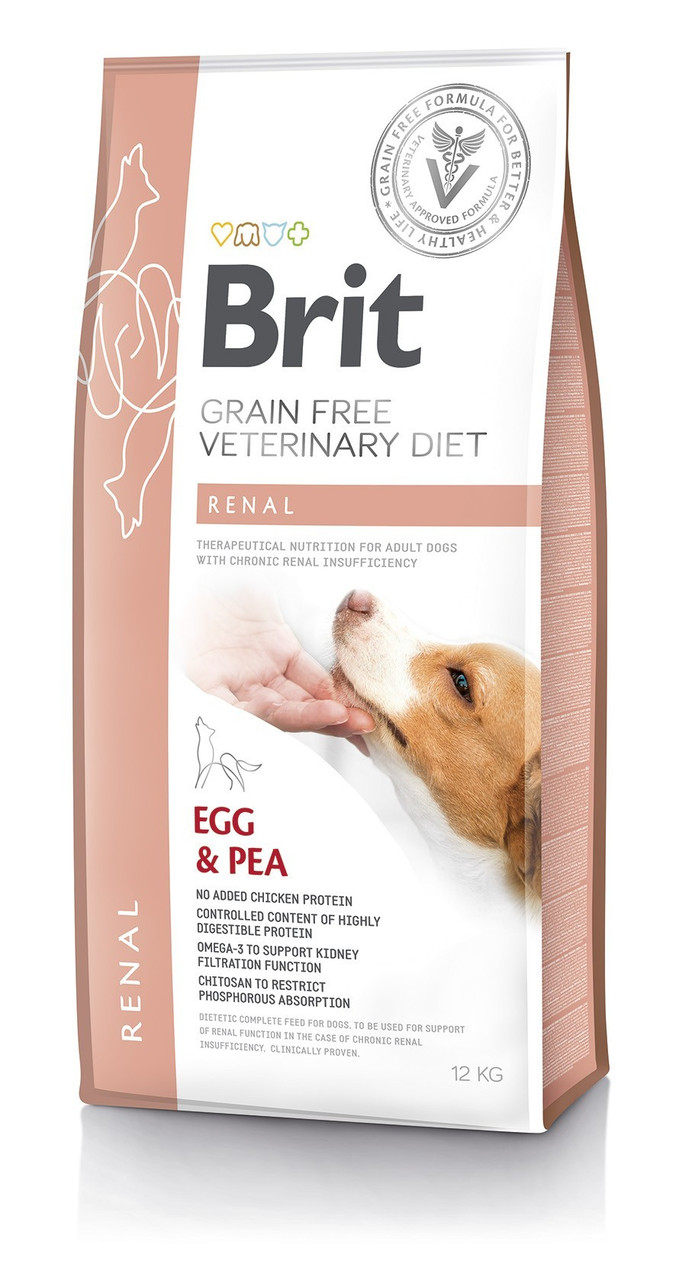 Лікувальний сухий корм для собак Brit Grain-free Veterinary Diet Dog Renal при нирковій недостатності з яйцем, горохом та гречкою