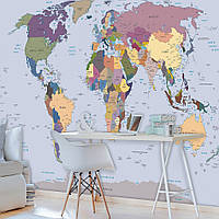 Флизелиновые фотообои 368x254 см Политическая карта мира (2142V8) Клей в подарок