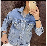Женская джинсовая куртка без надписей и потертостей