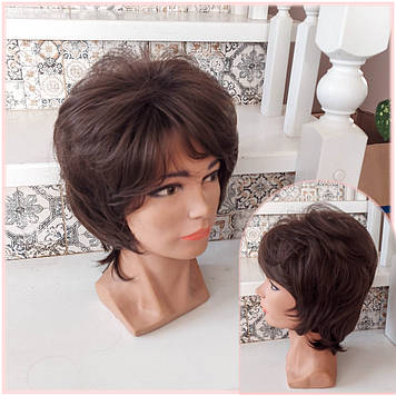 Перука каскад пишний з термоволокна темно-русявий CXD748-8