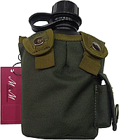 Фляга пластикова 870 мл чорна в чохлі Вид 2 Olive green хакі М&М артикул 213376