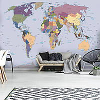 Флизелиновые фотообои в спальню 416x254 см Политическая карта мира (2142VEXXXL) Лучшее качество