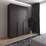 Шафа на 3 двері зі штангами та полицями для одягу, з чорними ручками M-32, фото 5