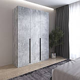 Шафа на 3 двері зі штангами та полицями для одягу, з чорними ручками M-32, фото 4