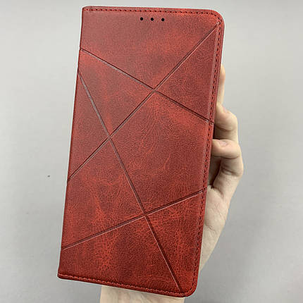 Чохол-книга для Xiaomi Redmi 9A книжка в смужку з кишенею на телефон сяомі редмі 9а червона str, фото 1