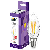 Лампа светодиодная CT35 свеча витая прозрачная 5W 230V 3000К E14 серия 360° LLF-CT35-5-230-30-E14-CL IEK