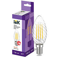 Лампа светодиодная CT35 свеча витая прозрачная 7W 230V 3000К E27 серия 360° LLF-CT35-7-230-30-E27-CL IEK