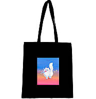 Эко сумка шоппер торба с принтом " Белый котик "