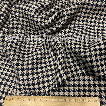 Костюмна тканина стрейч 80% поліестер 20% віскоза Бежевий з чорним