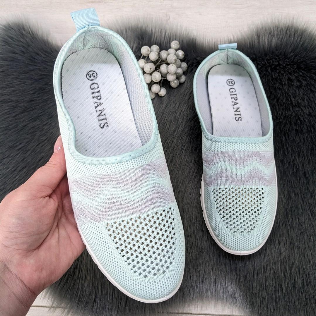 Мокасини жіночі текстильне м'ятні із сірим Gipanis 2599