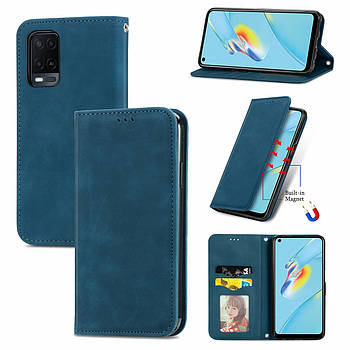 Чохол-книжка Skin Feel Leather Wallet для Oppo A54 4G Blue