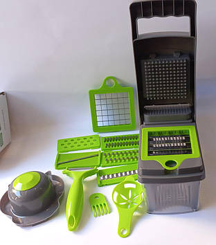 Овочерізка-подрібнювач Veggie Slicer 14 в 1 ситечко для яєць та ніж для очищення овочів