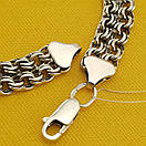 Чоловічий срібний браслет подвійний бісмарк широкий. Браслет на руку срібло 925. Ширина 9 мм. Довжина 19 см, фото 6