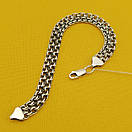 Чоловічий срібний браслет подвійний бісмарк широкий. Браслет на руку срібло 925. Ширина 9 мм. Довжина 19 см, фото 10