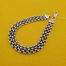 Чоловічий срібний браслет подвійний бісмарк широкий. Браслет на руку срібло 925. Ширина 9 мм. Довжина 23,5 см, фото 9