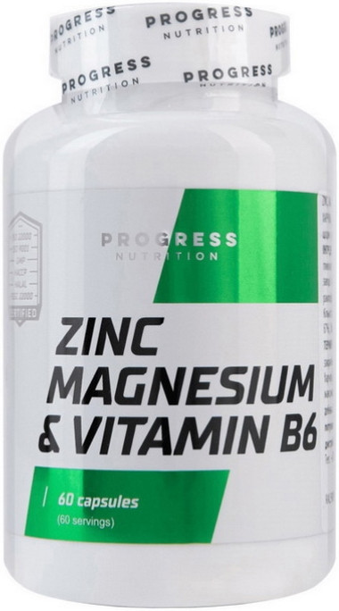 Цинк Магній Вітамін В6 Progress Nutrition Zinc Magnesium & Vitamin B6 60 sgels