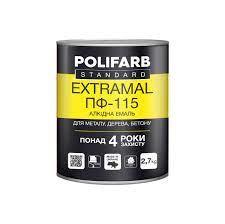 Алкідна емаль білий для дерева та металу Polifarb ExtraMal ПФ-115 0,9 кг