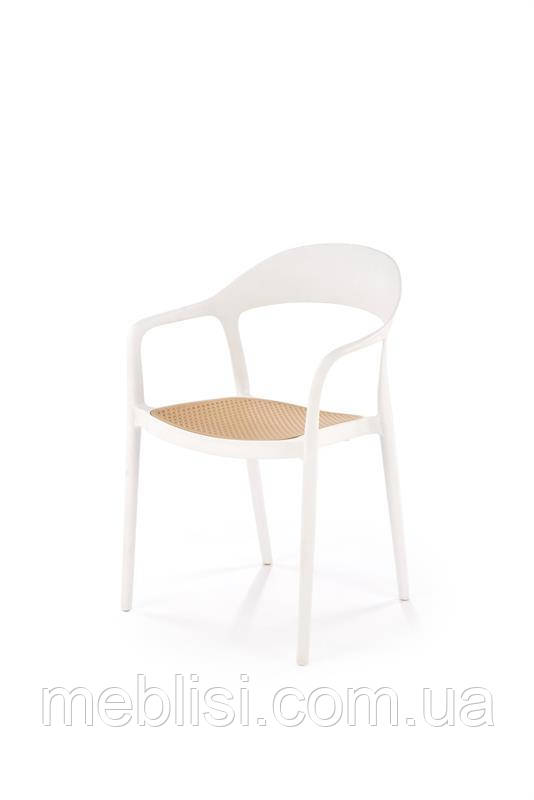 Стілець K530 білий/натуральний (поліпропілен(пластик)) (Halmar-Польша)