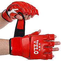 Рукавиці для змішаних єдиноборств MMA шкіряні VELO ULI-4026 S червоний