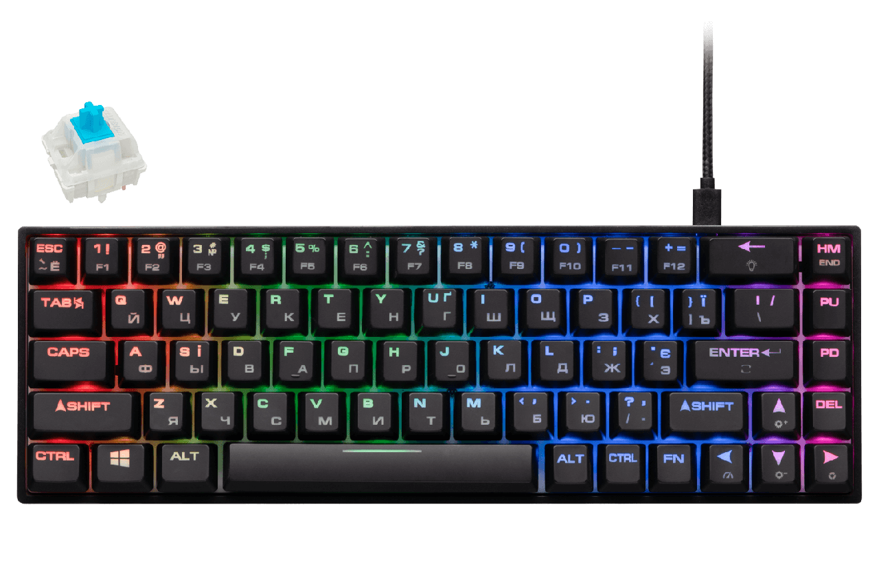 Клавіатура 2E-KG370UBK-BL GAMING