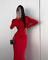 Женское облегающее платье макси, с длинными рукавами, красное