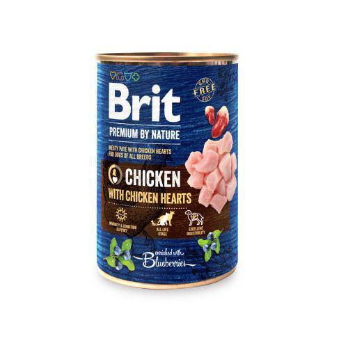 Вологий корм Brit Premium by Nature для собак, курка з курячим серцем, 400 г, фото 1