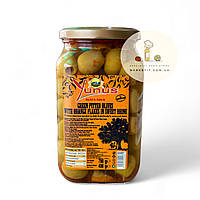 Оливки зеленые Yunus Green Olives Orange Flakes с апельсином, 780 г.