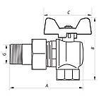 Кран кульовий з американкою кутовий 1 2 ГШБ (NF.941) NOLF (NF2964) BS, код: 5561068, фото 2