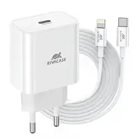 Мережевий зарядний пристрій для телефона RivaCase PS4101 WD5 White 20W USB-C PD3.0 QC3.0 + USB-C to Lightning