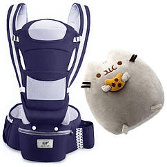 Хіпсит, Ерго-рюкзак, кенгуру-переноска Baby Carrier 6 в 1 Темно-синій і Пушин кет із печивом BS, код: 2734950