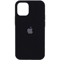 Силиконовый чехол с яблоком на Айфон 15 (Черный)
