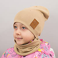 Детская шапка с хомутом КАНТА Лапка размер 48-52 беж (OC-341) HR, код: 6489549