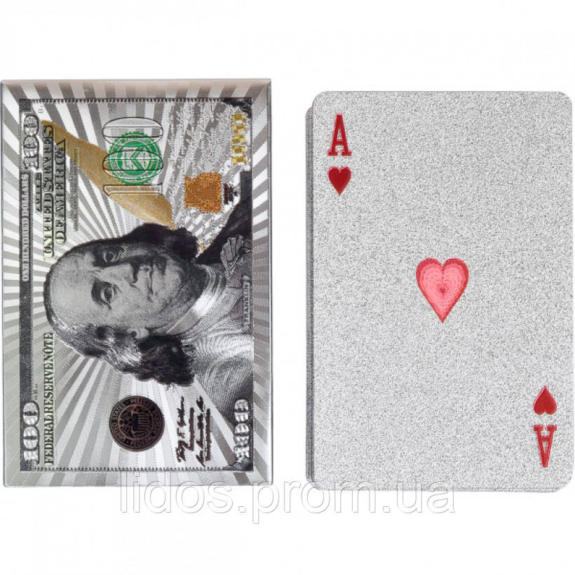 Игральные карты "Доллар" 14-99 серебристые 54 шт ld - фото 1 - id-p2146384398