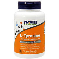 Тирозин NOW Foods L-Tyrosine 750 mg 90 Veg Caps HR, код: 7518454